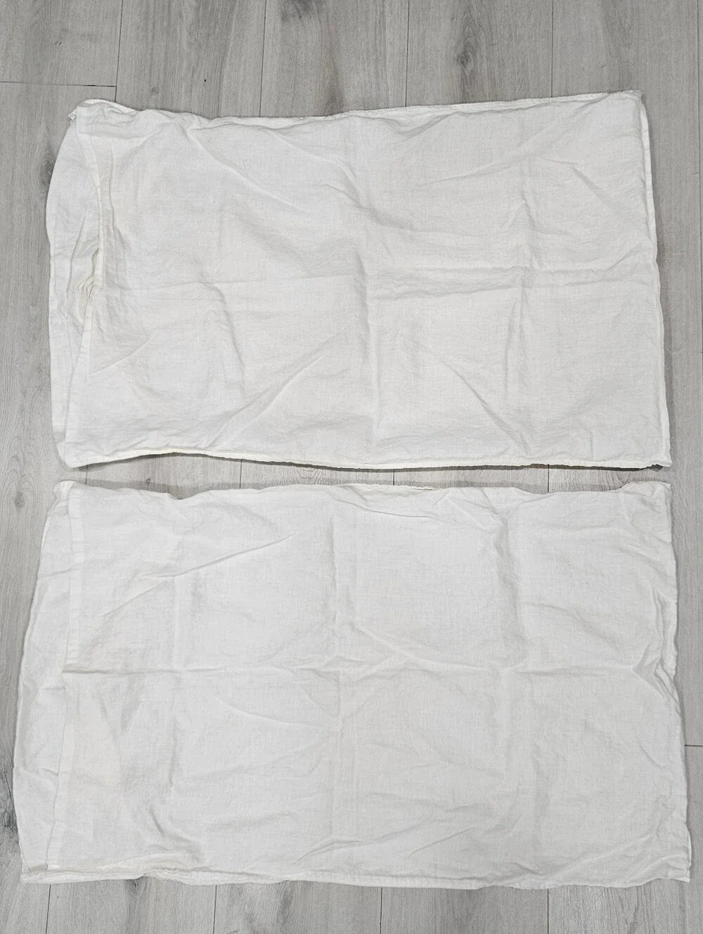 IKEA DYTAG FULL/QUEEN White Cream Duvet Cover Flax Linen & 2 STD Pillow Shams